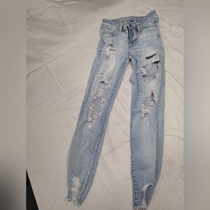 American Eagle Outfitters Light Blue Ripped Skinny Jeans